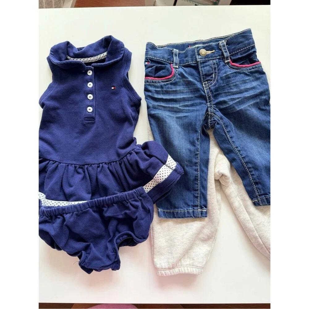 Tommy Hilfiger Ralph Lauren Navy Polo Dress with Denim Leggings 6-9 months